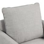 Fauteuil contemporain Rowan avec accoudoirs évasés, pieds effilés en bois massif, fauteuil simple rembourré en tissu par