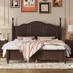 Lit plateforme en bois style rétro, taille Queen