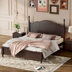 Lit plateforme en bois style rétro, taille Queen