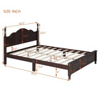 Lit plateforme en bois style rétro, taille Queen
