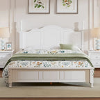 Lit plateforme en bois style rétro, taille Queen