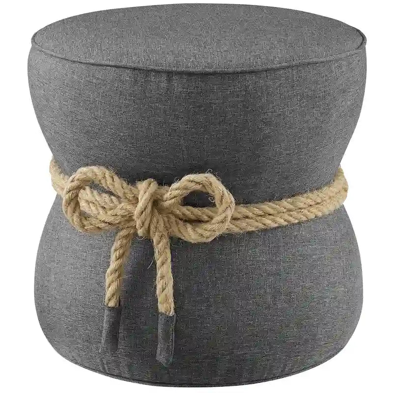 Pouf en tissu tapissé à corde nautique Beat