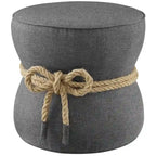 Pouf en tissu tapissé à corde nautique Beat