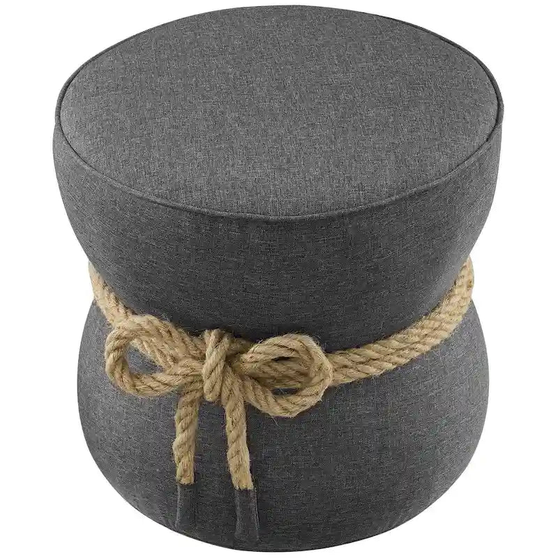 Pouf en tissu tapissé à corde nautique Beat