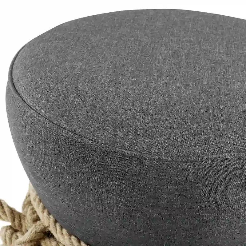 Pouf en tissu tapissé à corde nautique Beat
