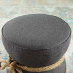Pouf en tissu tapissé à corde nautique Beat