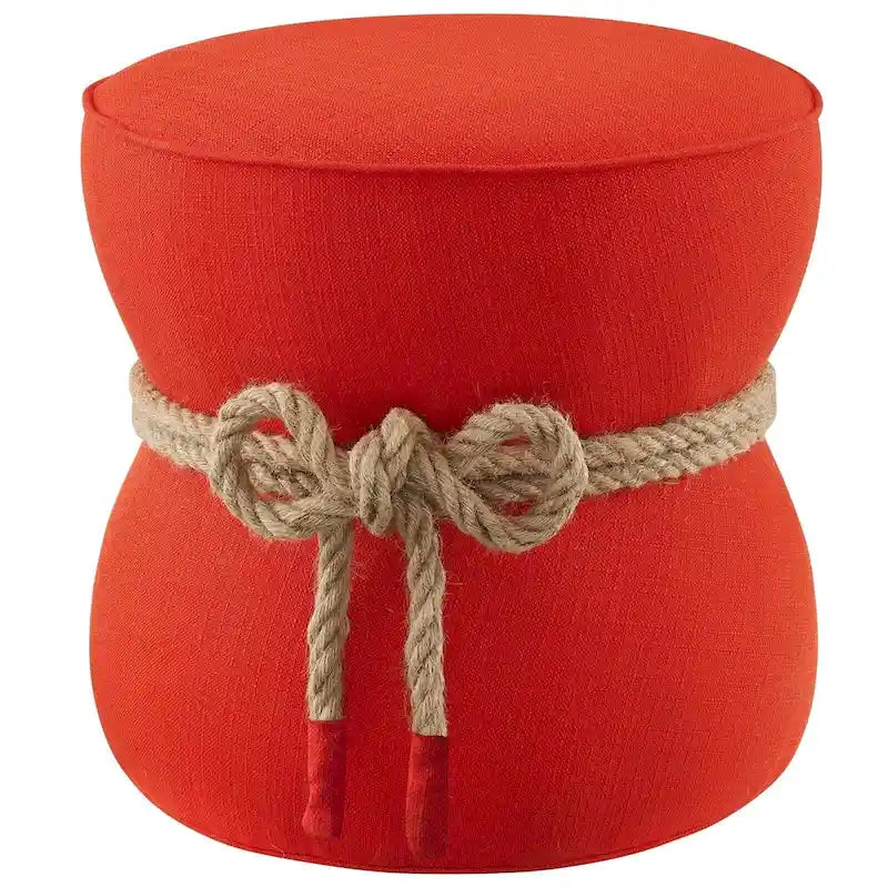 Pouf en tissu tapissé à corde nautique Beat