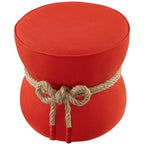 Pouf en tissu tapissé à corde nautique Beat