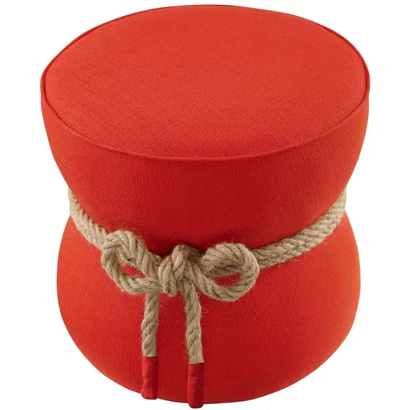 Pouf en tissu tapissé à corde nautique Beat