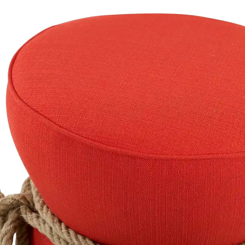 Pouf en tissu tapissé à corde nautique Beat