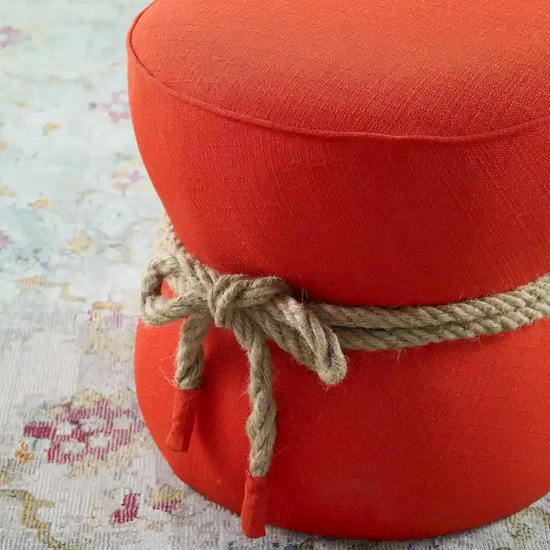Pouf en tissu tapissé à corde nautique Beat