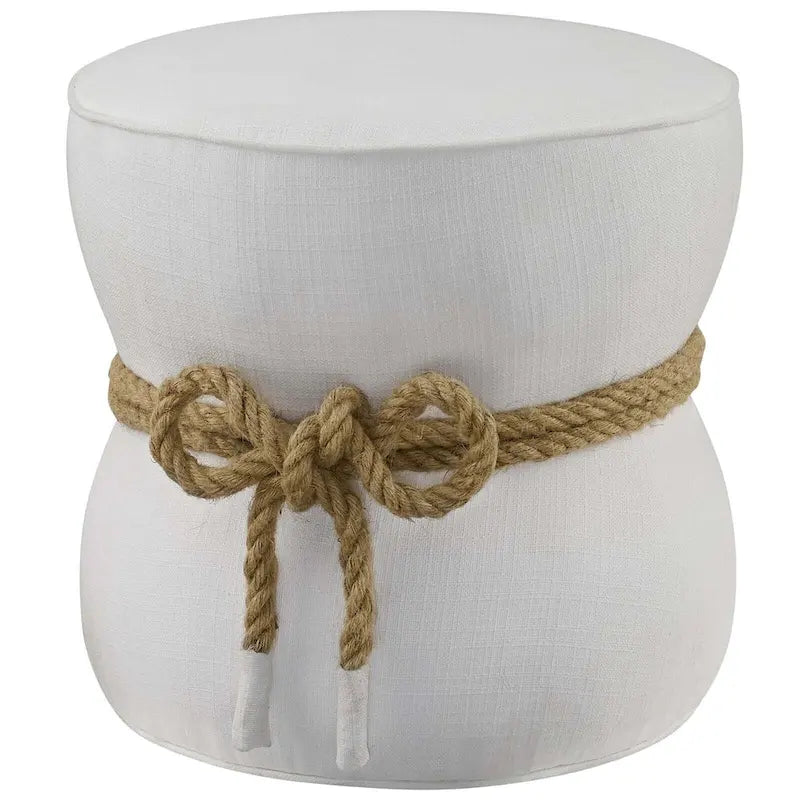 Pouf en tissu tapissé à corde nautique Beat