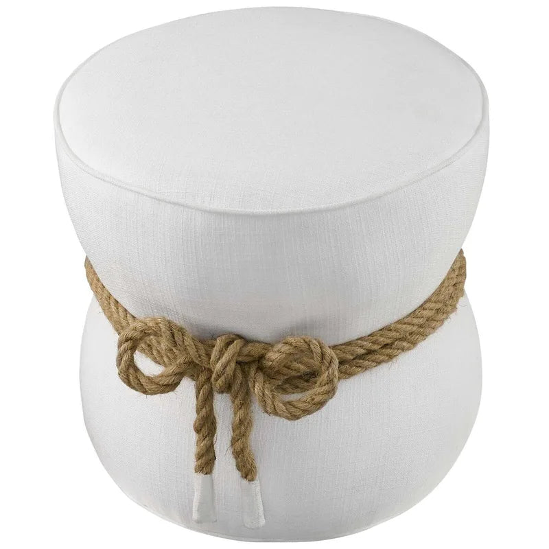 Pouf en tissu tapissé à corde nautique Beat