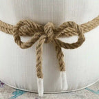 Pouf en tissu tapissé à corde nautique Beat