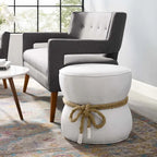 Pouf en tissu tapissé à corde nautique Beat