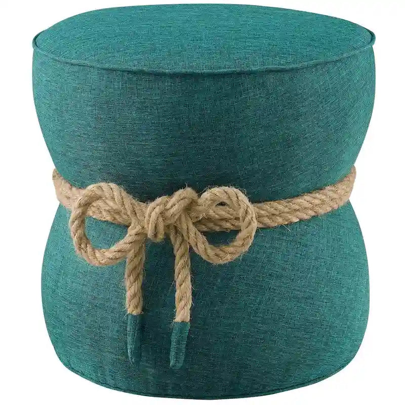 Pouf en tissu tapissé à corde nautique Beat