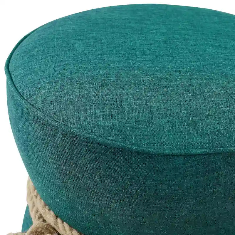 Pouf en tissu tapissé à corde nautique Beat