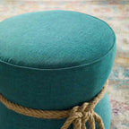 Pouf en tissu tapissé à corde nautique Beat