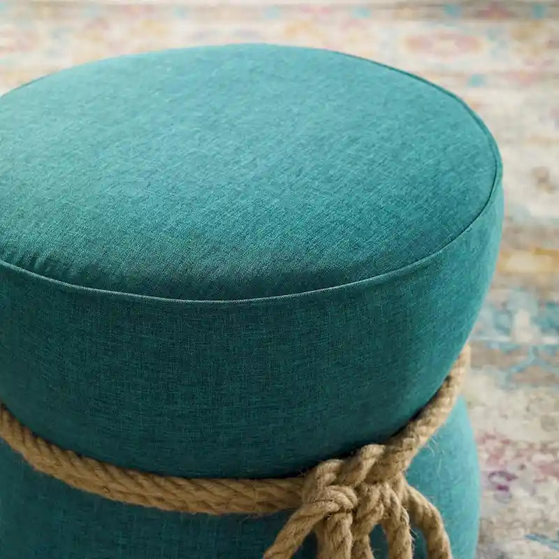 Pouf en tissu tapissé à corde nautique Beat