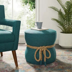 Pouf en tissu tapissé à corde nautique Beat
