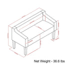 Banc contemporain rembourré de 50 pouces de large - 50 x 22 x 23,8