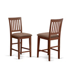 Ensemble de bar 3 pièces à hauteur de comptoir - une table à manger carrée et 2 chaises de cuisine, Acajou (Options de type d'assise)