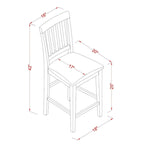 Ensemble de bar 3 pièces à hauteur de comptoir - une table à manger carrée et 2 chaises de cuisine, Acajou (Options de type d'assise)