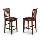 Ensemble de bar 3 pièces à hauteur de comptoir - une table à manger carrée et 2 chaises de cuisine, Acajou (Options de type d'assise)