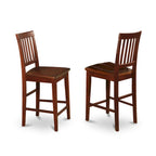 Ensemble de bar 3 pièces à hauteur de comptoir - une table à manger carrée et 2 chaises de cuisine, Acajou (Options de type d'assise)