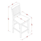 Ensemble de bar 3 pièces à hauteur de comptoir - une table à manger carrée et 2 chaises de cuisine, Acajou (Options de type d'assise)