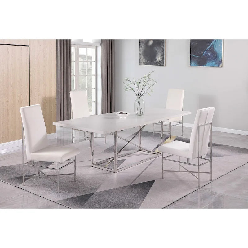 Chaise d'appoint contemporaine avec cadre en acier, lot de 2