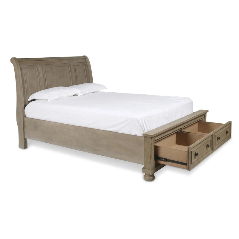Ensemble de chambre à coucher 5 pièces étain avec 2 tables de chevet
