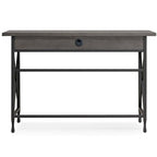 Bureau d'écriture/ordinateur en métal et bois gris 1 tiroir