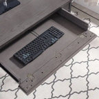 Bureau d'écriture/ordinateur en métal et bois gris 1 tiroir