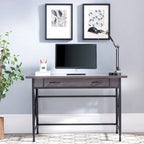 Bureau d'écriture/ordinateur en métal et bois gris 1 tiroir