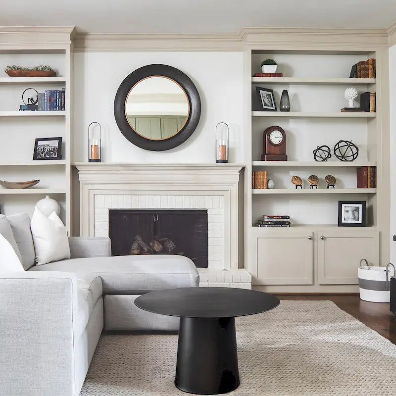 Table basse ronde d'extérieur moderne du milieu du siècle en métal – Noir 23,6 L