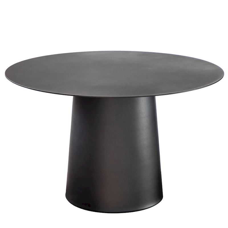 Table basse ronde d'extérieur moderne du milieu du siècle en métal – Noir 23,6 L