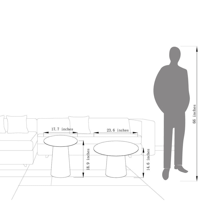 Table basse ronde d'extérieur moderne du milieu du siècle en métal – Noir 23,6 L