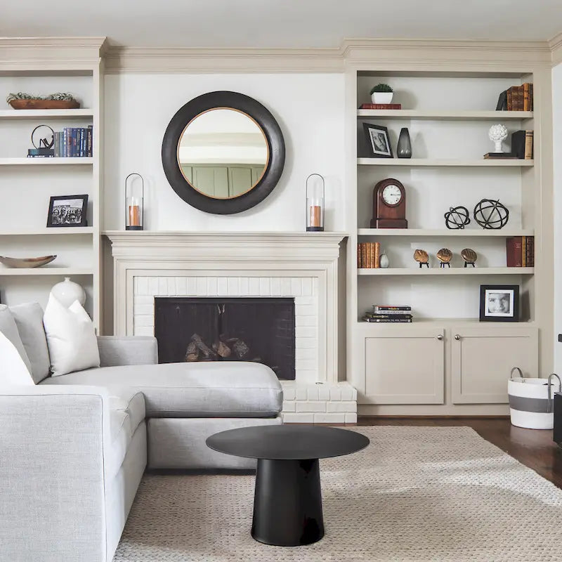 Table basse ronde d'extérieur moderne du milieu du siècle en métal – Noir 23,6 L