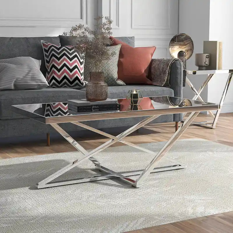 Marchat Glam Chrome 47-inch Mirror Top Coffee Table by 