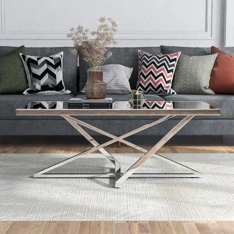Table basse Marchat Glam Chrome avec miroir de 47 pouces par