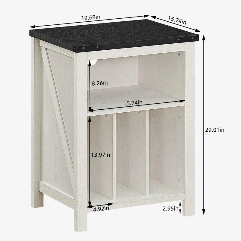 Meuble pour platine vinyle avec rangement pour disques - 15,74P x 19,68L x 29,01H