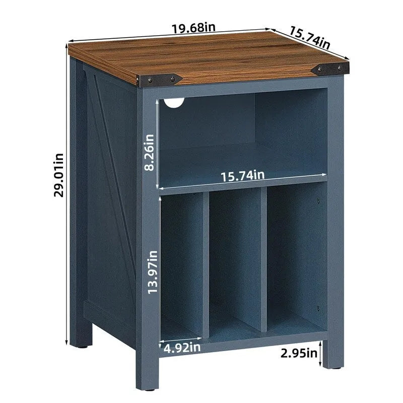 Meuble pour platine vinyle avec rangement pour disques - 15,74P x 19,68L x 29,01H