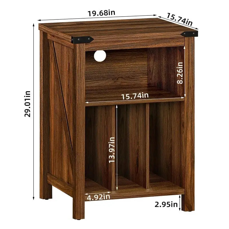 Meuble pour platine vinyle avec rangement pour disques - 15,74P x 19,68L x 29,01H