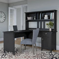 Bureau en L de 60 W avec meuble de rangement supérieur