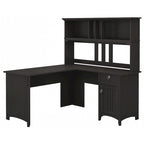 Bureau en L de 60 W avec meuble de rangement supérieur