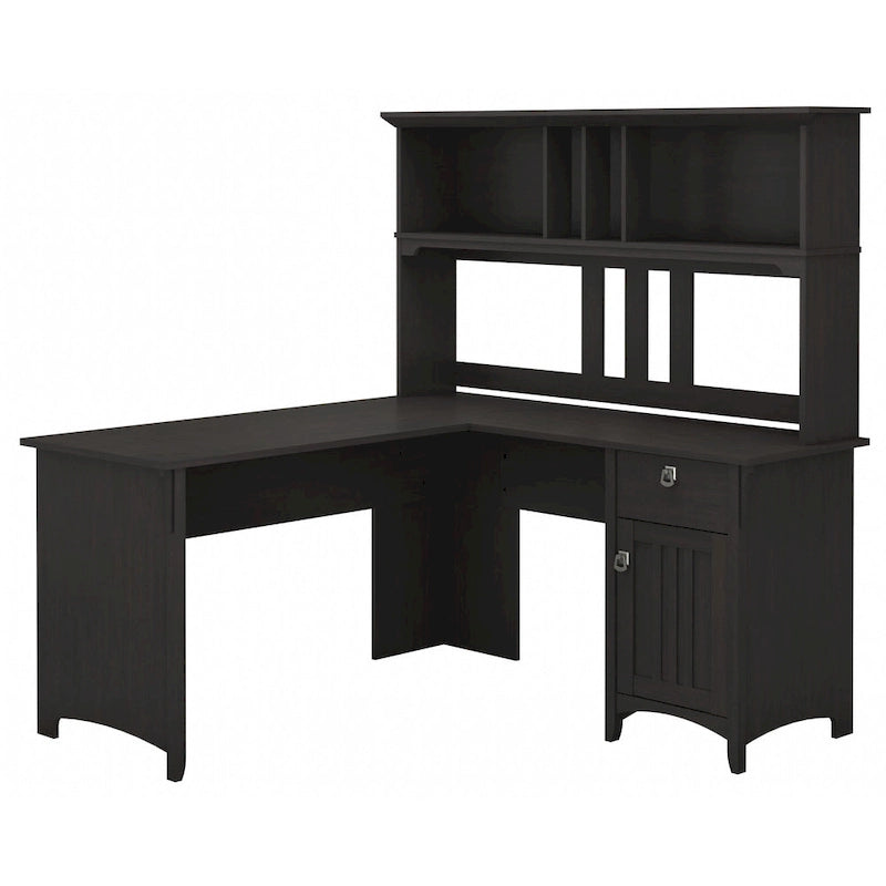 Bureau en L de 60 W avec meuble de rangement supérieur