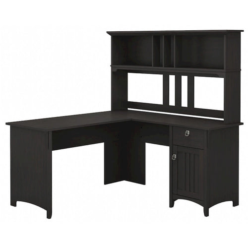 Bureau en L de 60 W avec meuble de rangement supérieur