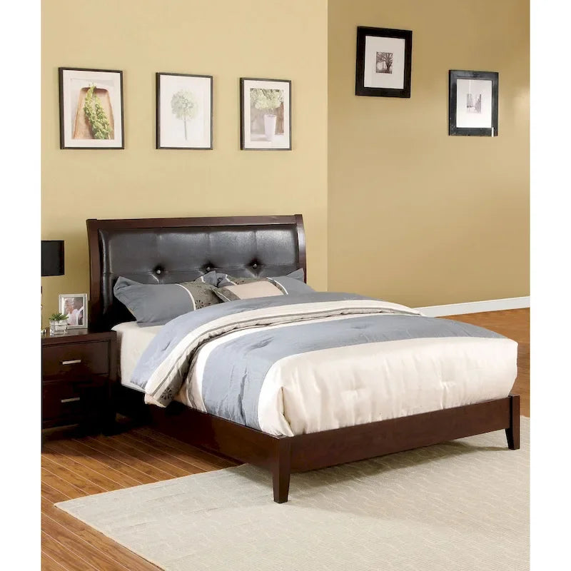  Malt Transitional Cherry Faux Leather Platform Bed