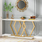 Console moderne de 70,9" – Faux marbre et structure dorée